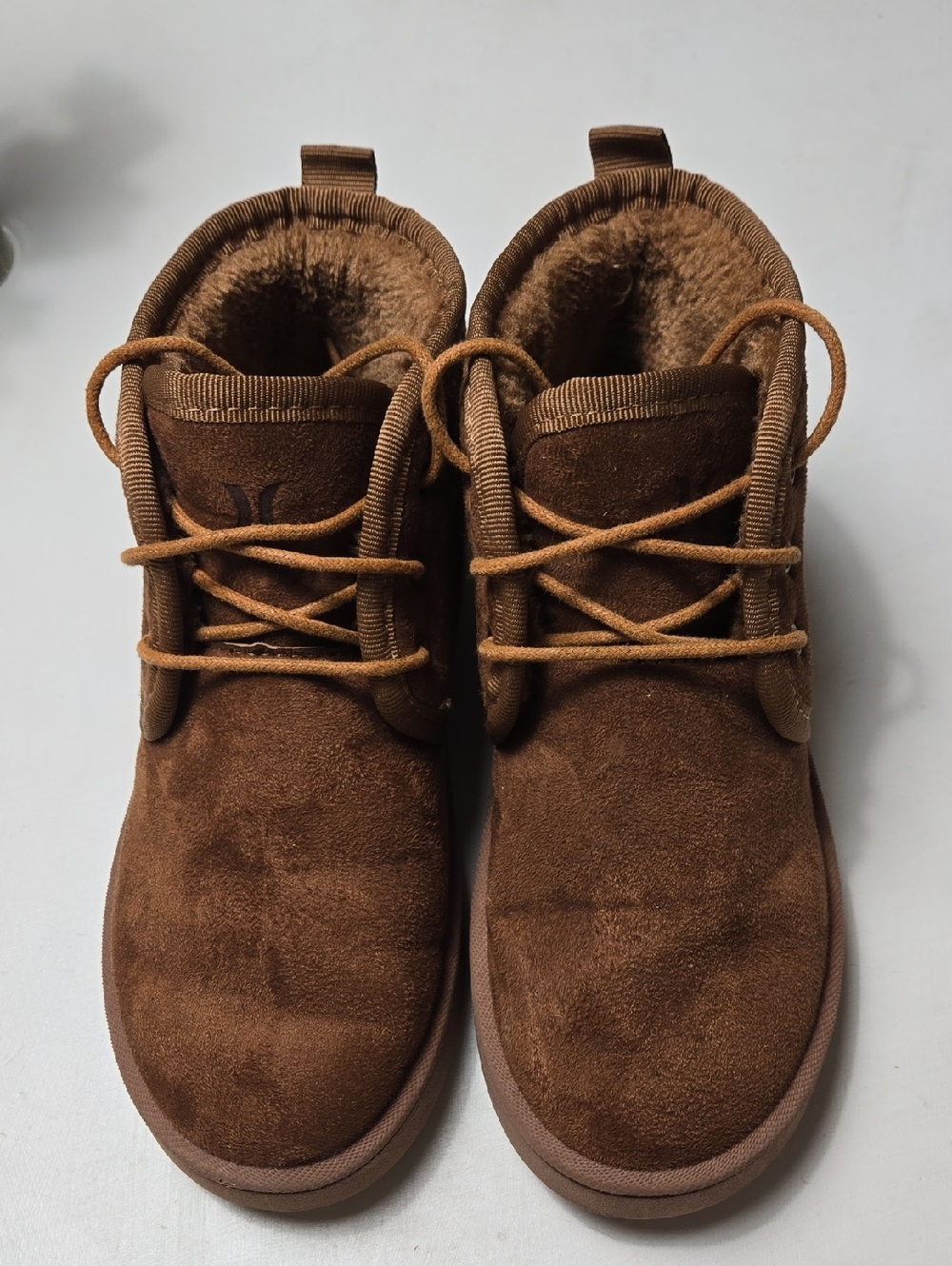 Hurley Kids Brown Suede Lace-Up Boots with Faux Fur